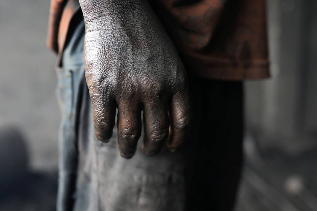 Hand of a child worker is pictured at a dockyard in Dhaka, Bangladesh, September 20, 2018. Reuters/Mohammad Ponir Hossain