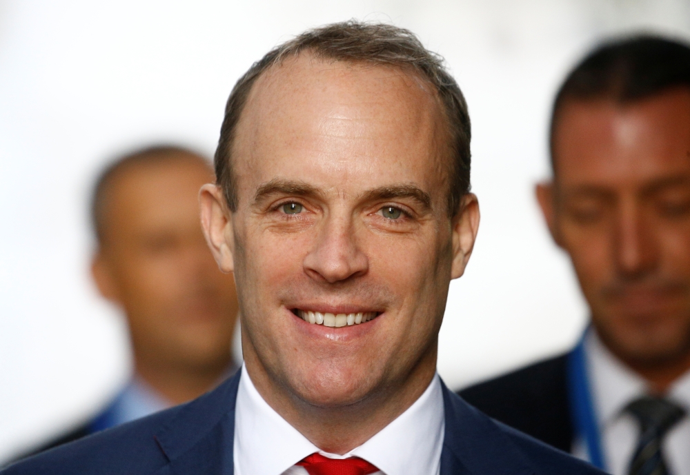 Britain's Foreign Secretary Dominic Raab is seen outside Downing Street in London, Britain, October 8, 2019. REUTERS/Henry Nicholls