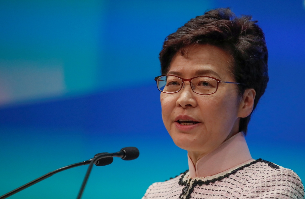 Hong Kong Chief Executive Carrie Lam holds a news conference after her policy address for 2019, in Hong Kong, China, October 16, 2019. REUTERS/Umit Bektas