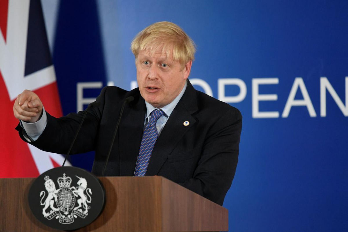 Britain's Prime Minister Boris Johnson speaks during a news conference at the European Union leaders summit dominated by Brexit, in Brussels, Belgium October 17, 2019. REUTERS/Piroschka van de Wouw

