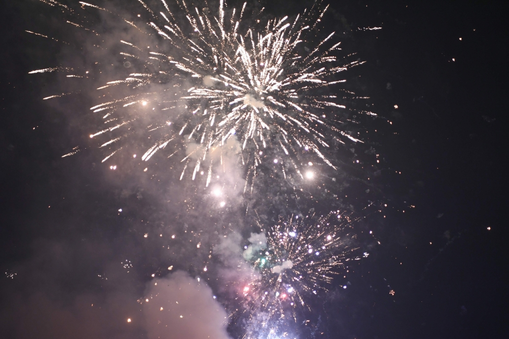 This photo taken on October 27, 2019 shows fireworks exploding in the sky during celebrations for the Diwali festival in New Delhi. Air quality in the Indian capital turned 