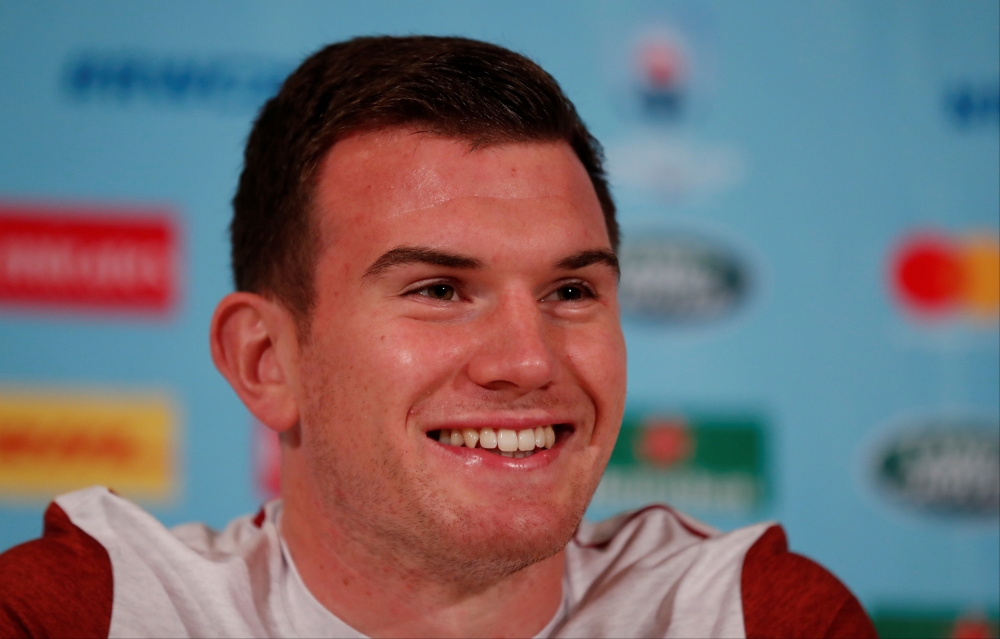 England's Ben Spencer during the press conference. REUTERS/Peter Cziborra