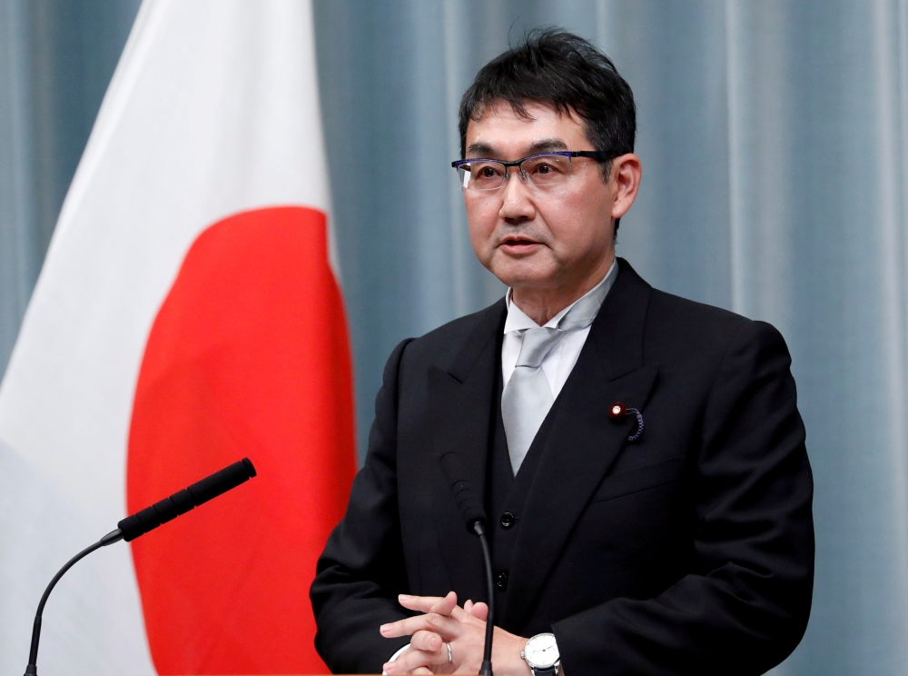 File photo of Japan's Justice Minister Katsuyuki Kawai attends a news conference at Prime Minister Shinzo Abe's official residence in Tokyo, Japan September 11, 2019. REUTERS/Issei Kato/File Photo