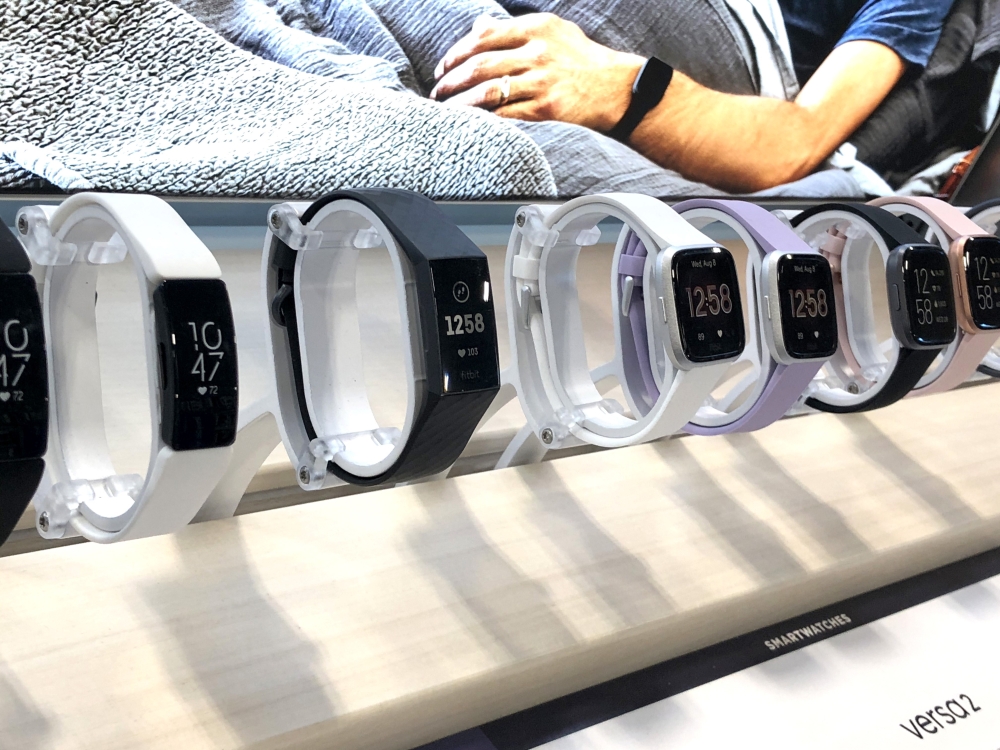 Fitbit smartwatches are displayed at a Best Buy store on November 01, 2019 in San Rafael, California