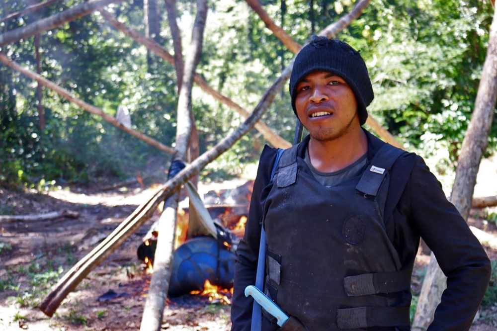 Brazilian indigenous leader Paulo Paulino Guajajara, a member of the 