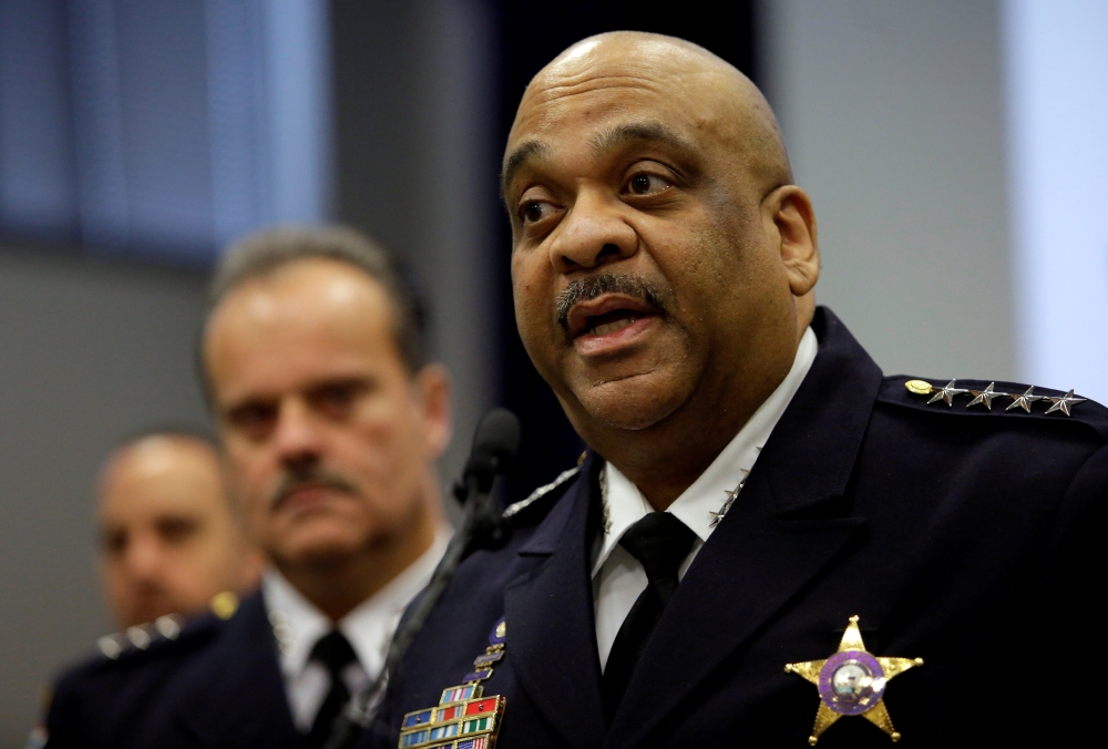 Chicago Police Superintendent Eddie Johnson speaks at a news conference at Chicago Police headquarters in Chicago, Illinois, U.S., February 21, 2019. Reuters/Joshua Lott