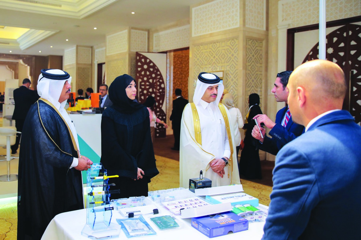 Sheikh Dr Mohammed bin Hamad Al Thani, Director of Public Health, and Ibtihaj Al Ahmadani, member of the Board of Directors at Qatar Chamber and President of Health Committee at the Chamber, at the opening of ‘The International Conference of Aesthetic Den