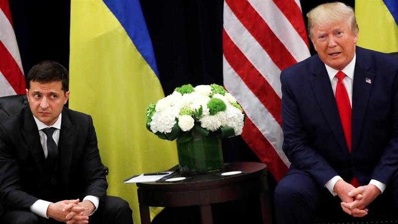 Ukraine's President Volodymyr Zelensky listens during a meeting with US President Donald Trump on the sidelines of the 74th UNGA session in New York on September 25, 2019 (Reuters/Jonathan Ernst) 