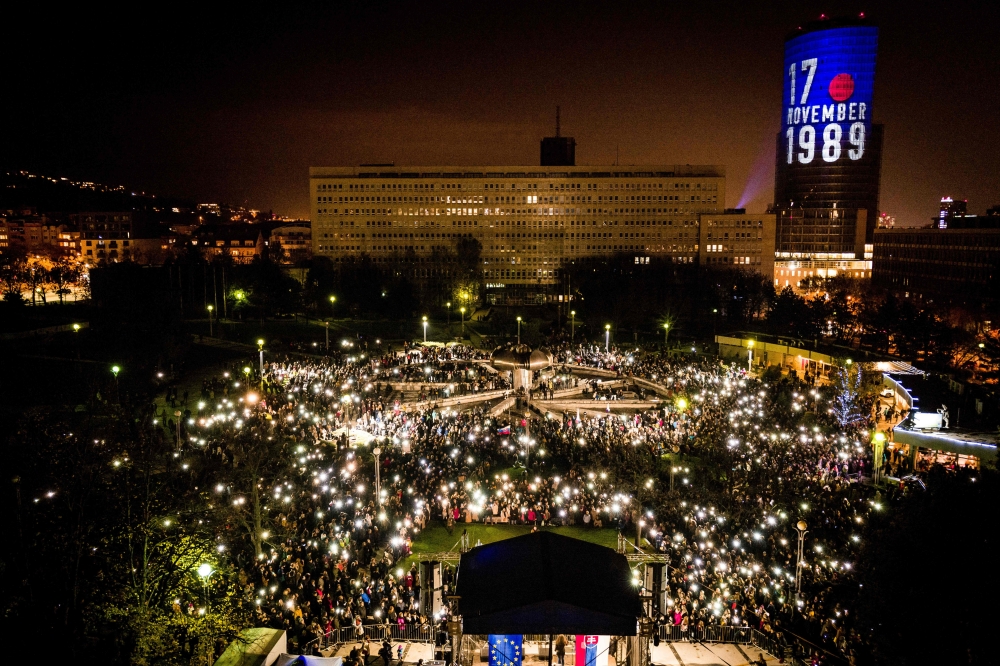 People gather for the protest 