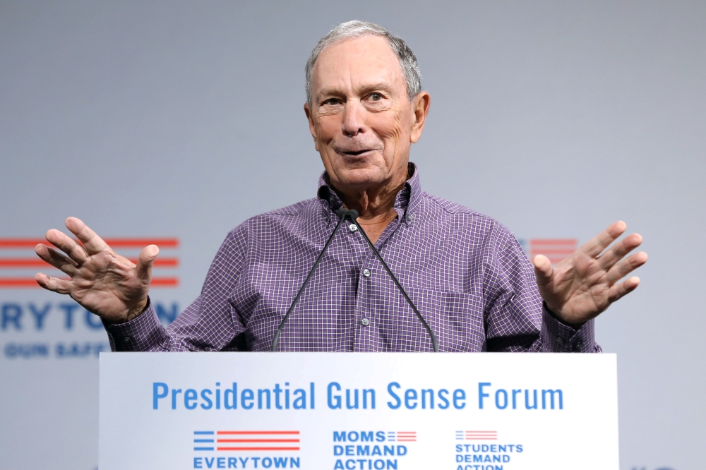 FILE PHOTO: Former New York City Mayor Michael R. Bloomberg speaks during the Presidential Gun Sense Forum in Des Moines, Iowa, U.S., August 10, 2019. REUTERS/Scott Morgan