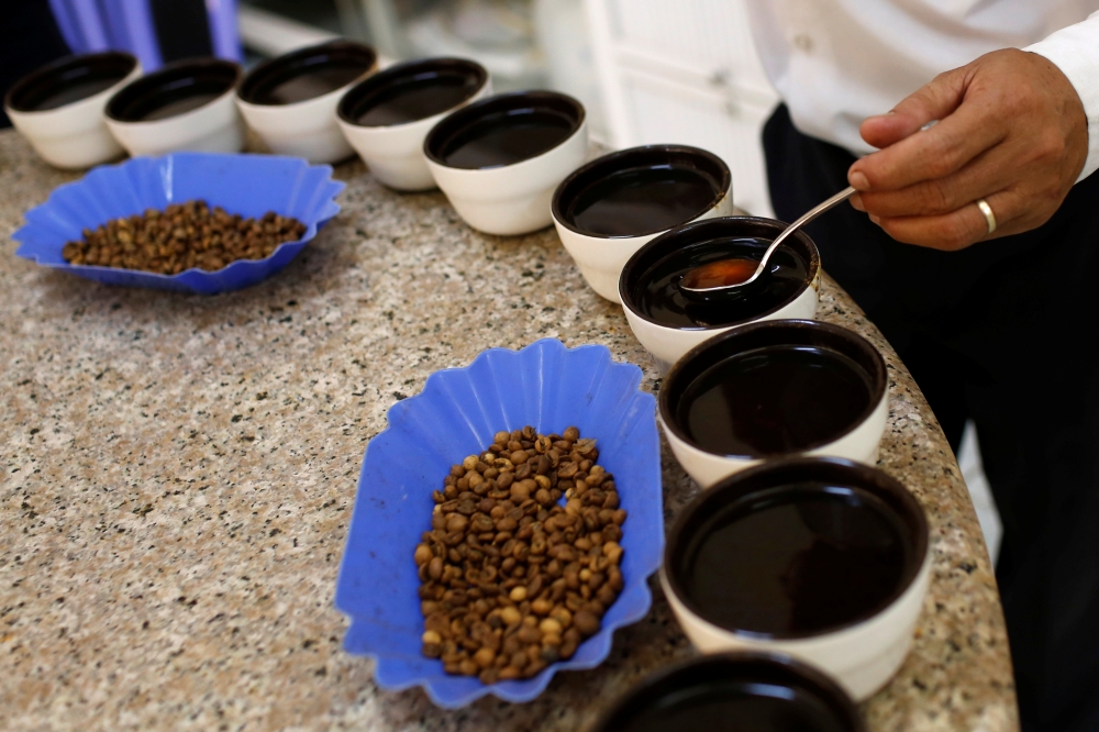 Coffee is being tasted at a coffee company in the town of Di An in Binh Duong province, Vietnam July 8, 2019. Reuters / Yen Duong