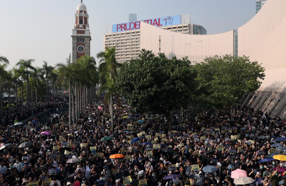 Anti-government protesters attend the 