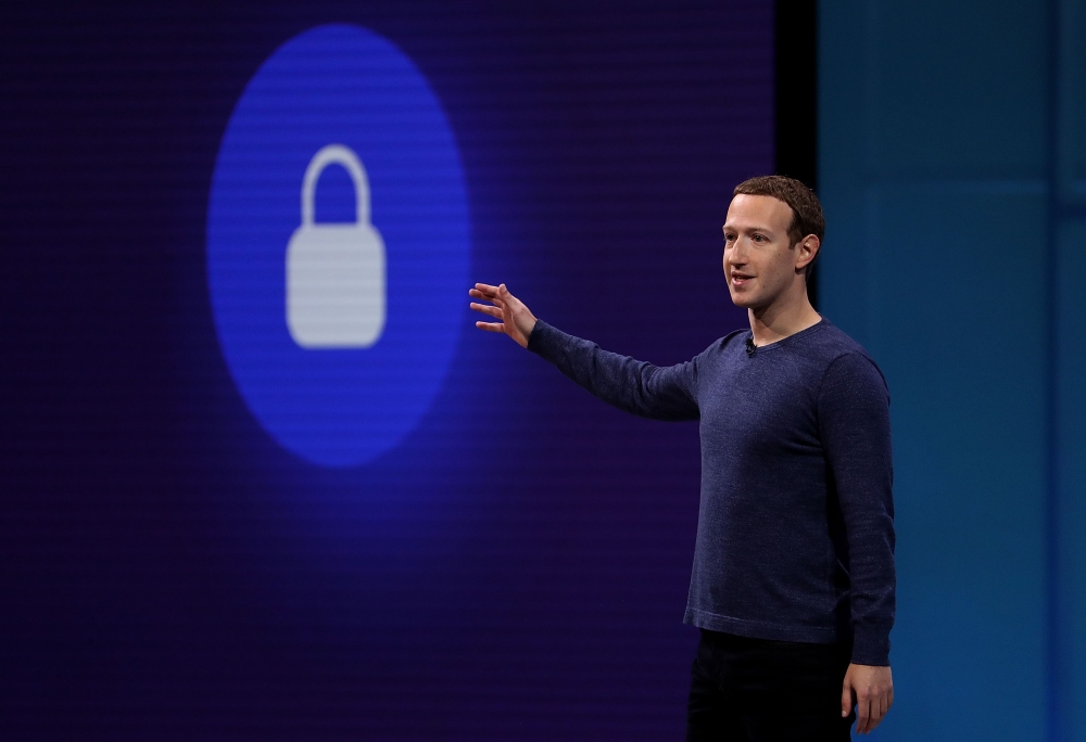 This file photo taken on May 1. 2018 shows Facebook CEO Mark Zuckerberg speaking during the F8 Facebook Developers conference in San Jose, California. AFP / Justin Sullivan
 