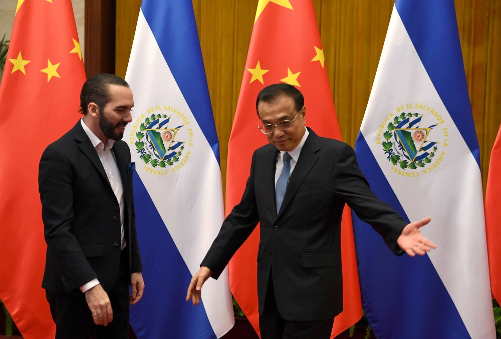El Salvador's President Nayib Bukele meets with China's Premier Li Keqiang at the Great Hall of the People in Beijing, China December 3, 2019. Noel Celis/Pool via REUTERS
