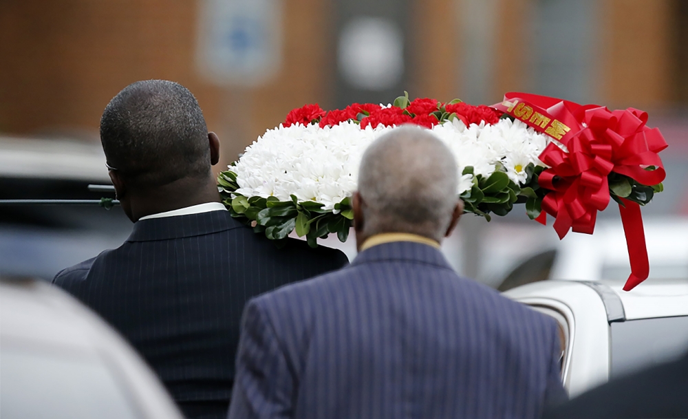 A scene of wreath walks at the Greenville Avenue Church of Christ for a funeral service on September 13, 2018, in Richardson, Texas. Stewart F House / Getty Images / AFP