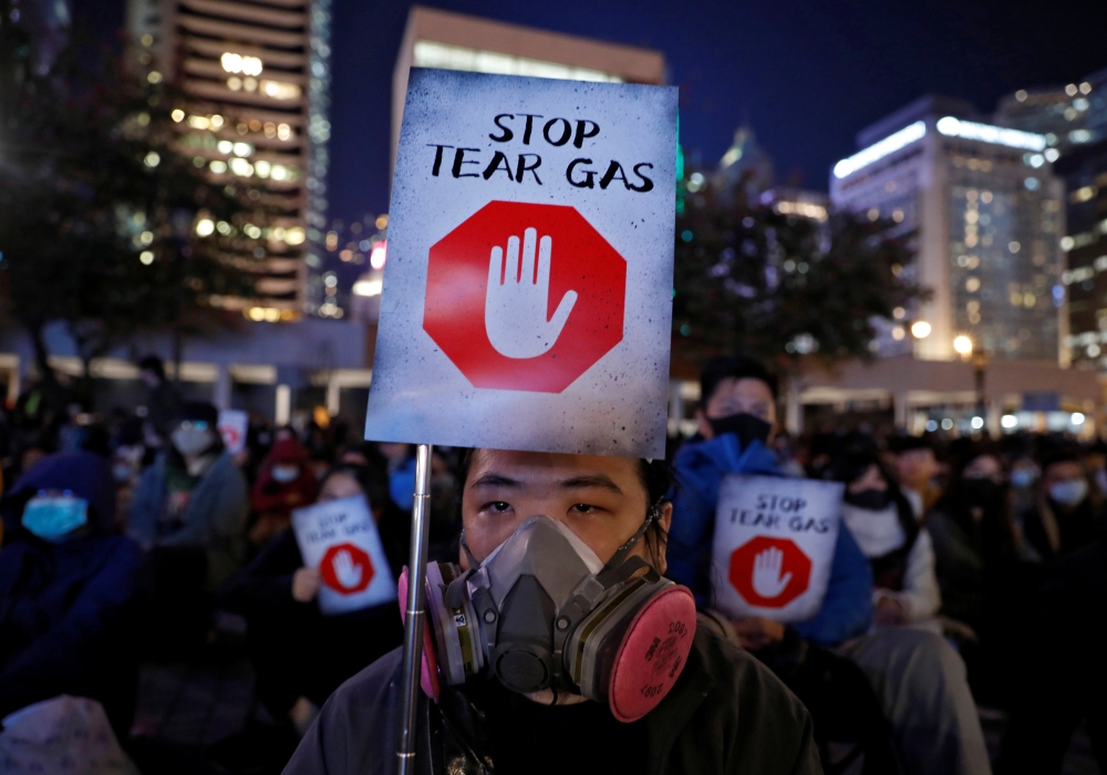 Anti-government protesters attend a 