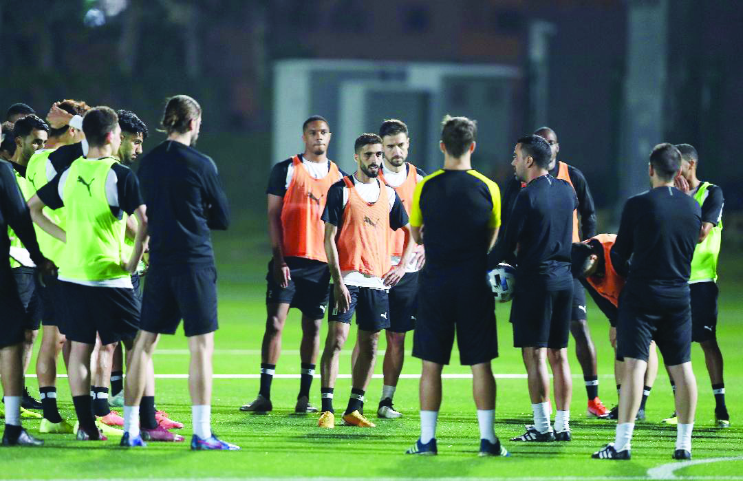 Al Sadd’s coach Xavi Haernandez giving instructions to his players during a training session in Doha, ahead of their FIFA Club World Cup’s opening match against Hienghene Sport which will be played at the Jassim Bin Hamad Stadium today.  