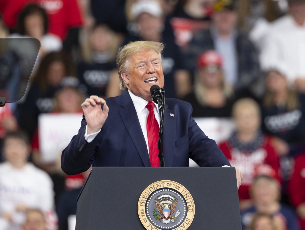 US President Donald Trump speaks during a campaign rally on December 10, 2019 at Giant Center in Hershey, Pennsylvania, United States. ( Lev Radin - Anadolu Agency )