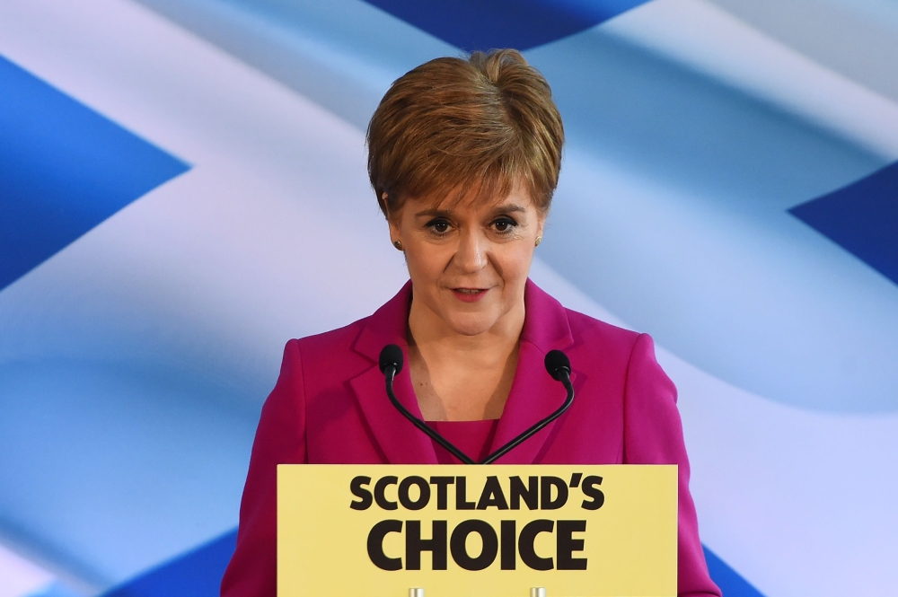 Scottish National Party leader and Scotland First Minister Nicola Sturgeon speaks in Edinburgh on December 13, 2019.  AFP / Andy Buchanan
