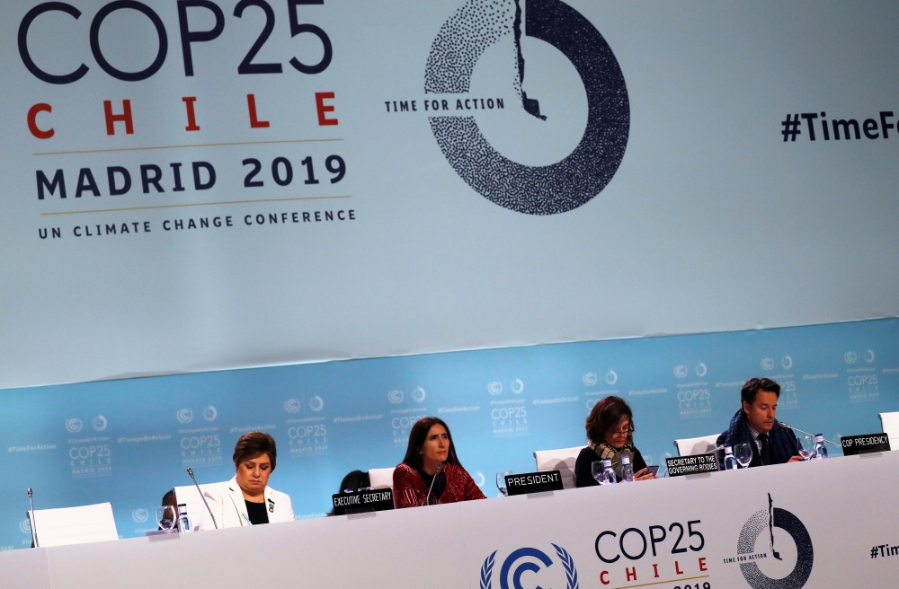 Carolina Schmidt, Chile's Minister of Environment and President of the 2019 U.N. Climate Change Conference (COP25) attends a meeting with delegates during COP25 in Madrid, Spain, December 14, 2019. REUTERS/Nacho Doce