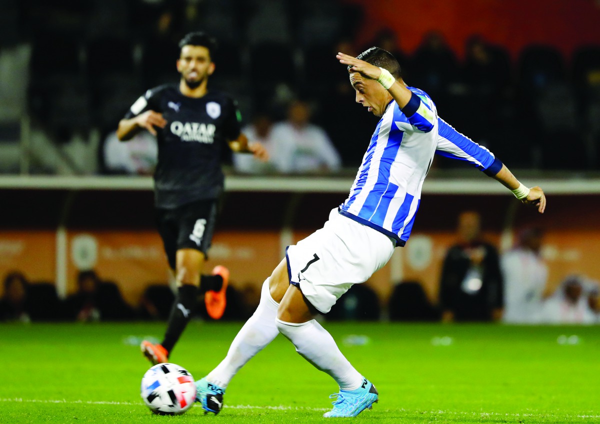 Monterrey’s Rogelio Funes scores their second goal against Al Sadd at the Jassim Bin Hamad Stadium yesterday.