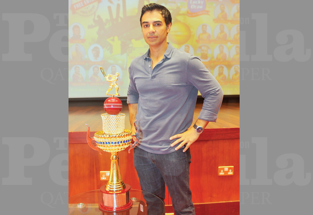 Salman Butt poses with the Qatar National Day T20 Clash trophy which will be presented to the winners. Butt is set to lead the International XI which will take on Qatar’s national team in a one-off clash at Asian Town Cricket Stadium tomorrow. 