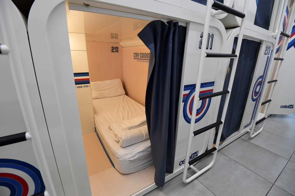 A picture shows sleeping pods at the new 