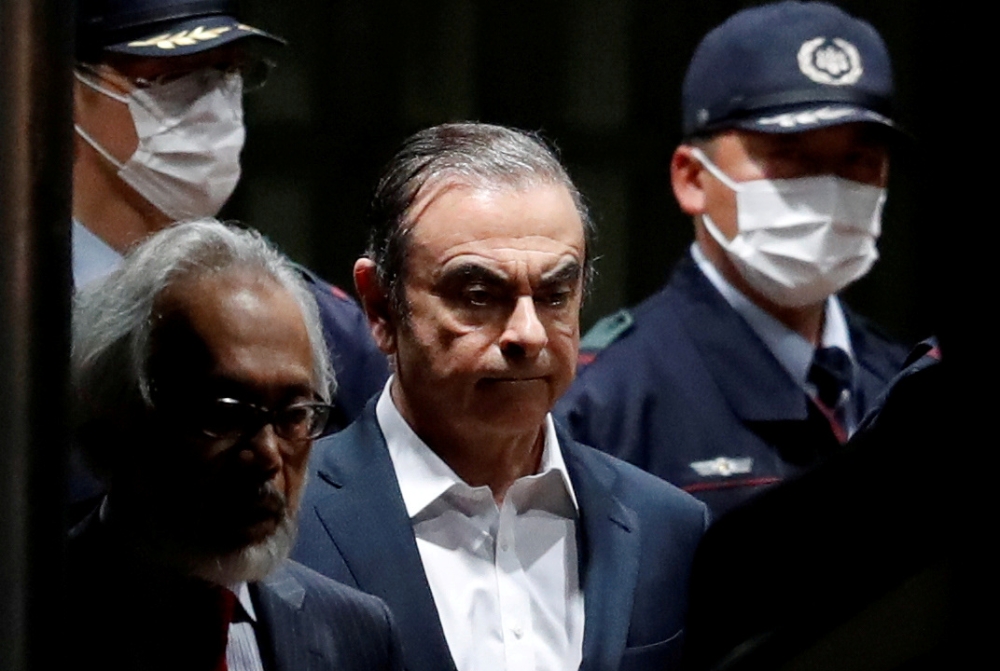 Former Nissan Motor Chariman Carlos Ghosn leaves the Tokyo Detention House in Tokyo, Japan April 25, 2019. Reuters / Issei Kato