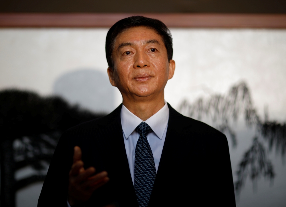 Newly appointed head of Hong Kong Liaison Office Luo Huining speaks to media to mark his first day at office in Hong Kong, China January 6, 2020. REUTERS/Navesh Chitrakar