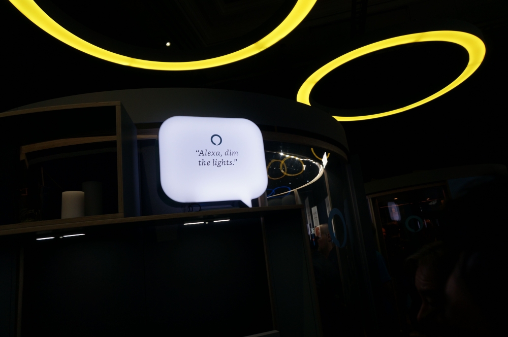 In this file photo taken on January 11, 2019 Amazon's exhibit at the 2019 Consumer Electronics Show highlighted how its Alexa digital assistant can connect to numerous smart home devices. AFP / Robert Lever
 