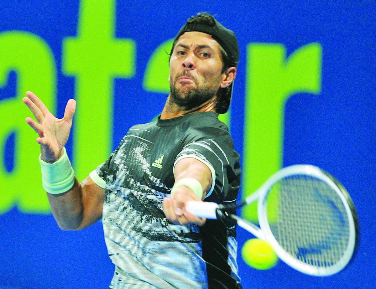 Fernando Verdasco of Spain in action during his match against compatriot Pablo Andujar yesterday.  Picture: Salim Matramkot/ The Peninsula