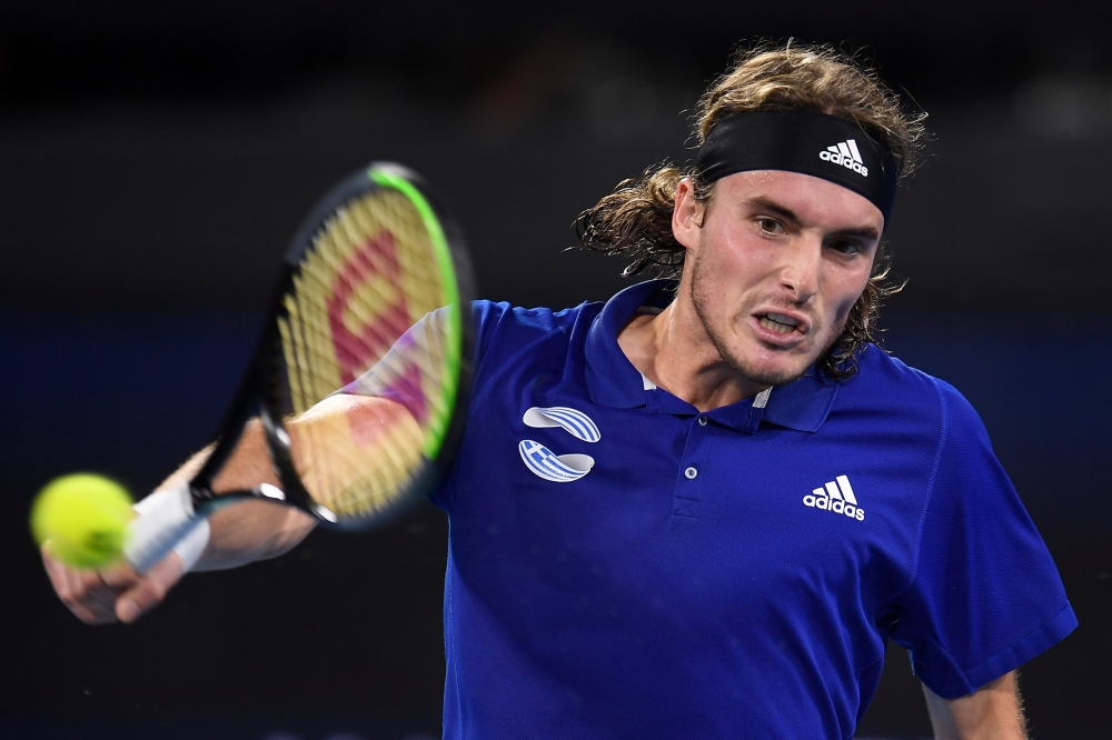 Stefanos Tsitsipas of Greece in action during his match against Alexander Zverev of Germany during day 3 of the ATP Cup tennis tournament at Pat Rafter Arena in Brisbane, Australia, January 5, 2020./Albert Perez/via REUTERS 