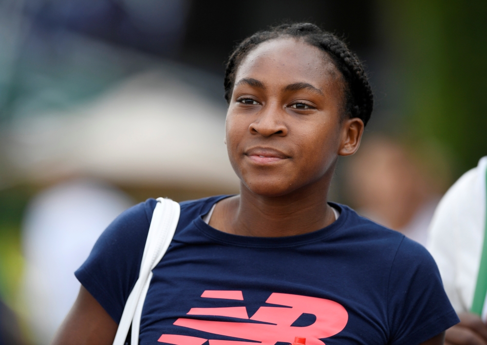 Cori Gauff of the US during a practice at All England Lawn Tennis and Croquet Club, London, Britain, July 7, 2019. Reuters / Tony O Brien