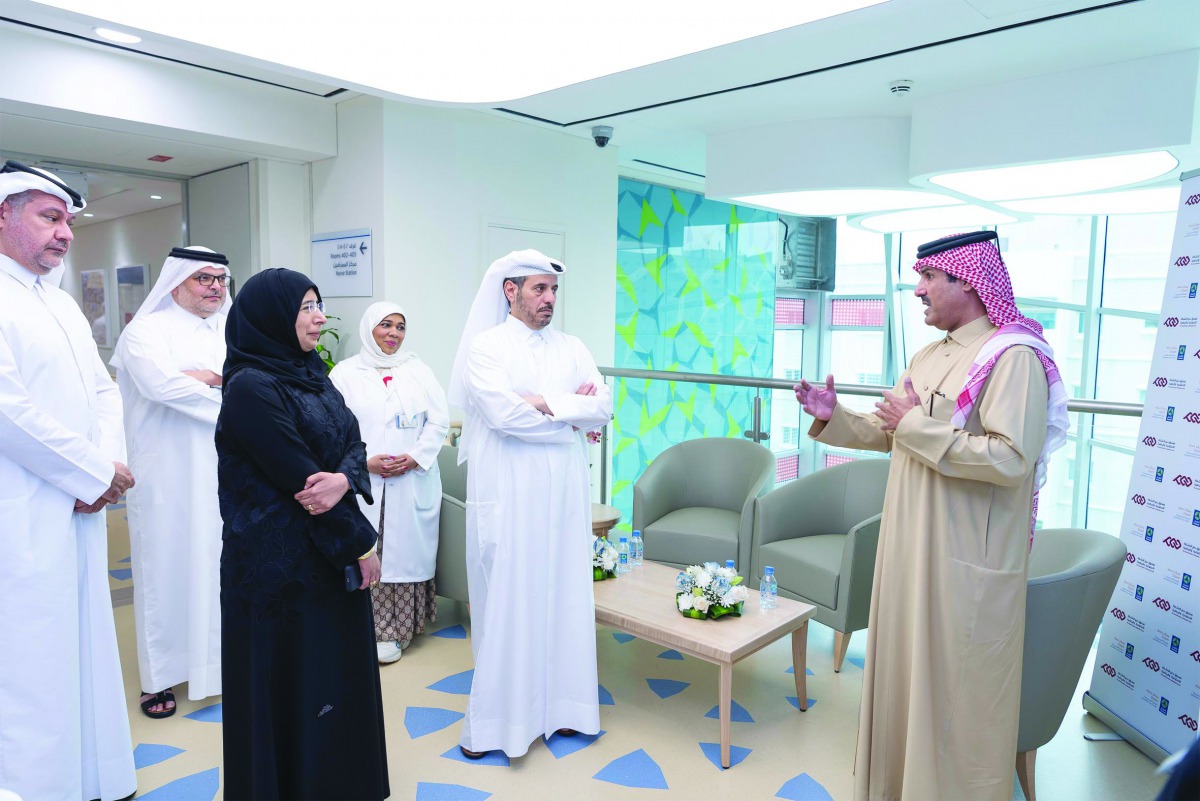 Prime Minister and Interior Minister H E Sheikh Abdullah bin Nasser bin Khalifa Al Thani being briefed on the various facilities of health care services, at the Daam Specialized Care Center to care elderly patients, at Hamad Bin Khalifa Medical City, yest