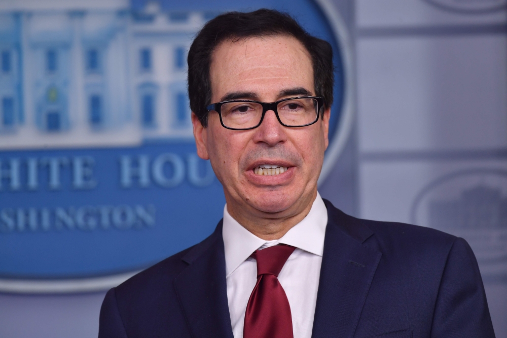 US Treasury Secretary Steven Mnuchin announces new sanctions on Iran, at the White House in Washington, DC, on January 10, 2020. AFP / Nicholas Kamm
 