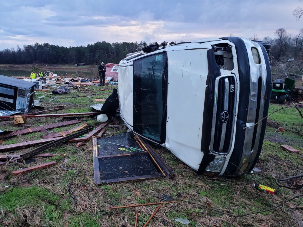 This handout image obtained courtesy of Bossier Parish, Louisiana, Sheriff's Office shows the aftermath of a powerfull storm on January 11, 2020. AFP PHOTO / Lt. Bill Davis / Bossier Parish Sheriff's Office