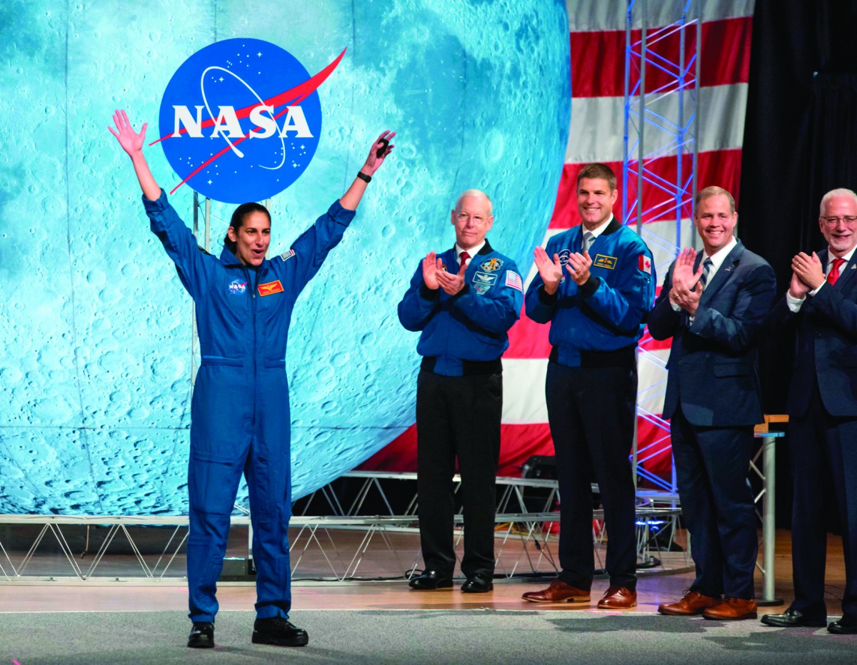 NASA astronaut Jasmin Moghbeli celebrates during astronaut graduation at Johnson Space Center in Houston Texas, on January 10, 2020.  AFP / Mark Felix
