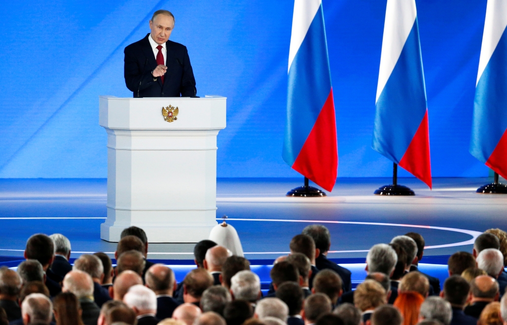 Russian President Vladimir Putin addresses the State Council in Moscow, Russia, January 15, 2020. Alexander Zemlianichenko/Pool via REUTERS