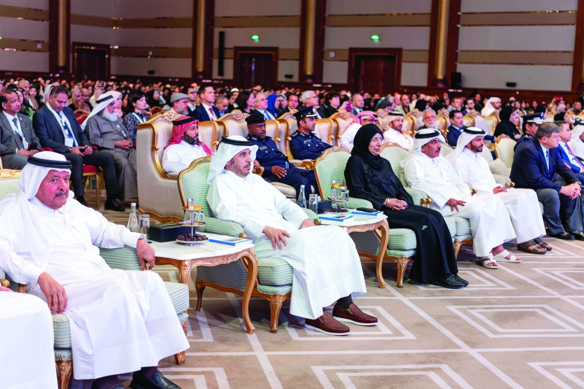 Prime Minister and Interior Minister, H E Sheikh Abdullah bin Nasser bin Khalifa Al Thani, with H E Dr Hanan Mohamed Al Kuwari, Minister of Public Health; H E Jassim bin Saif Al Sulaiti, Minister of Transport and Communications; Sheikh Faisal bin Qassim A
