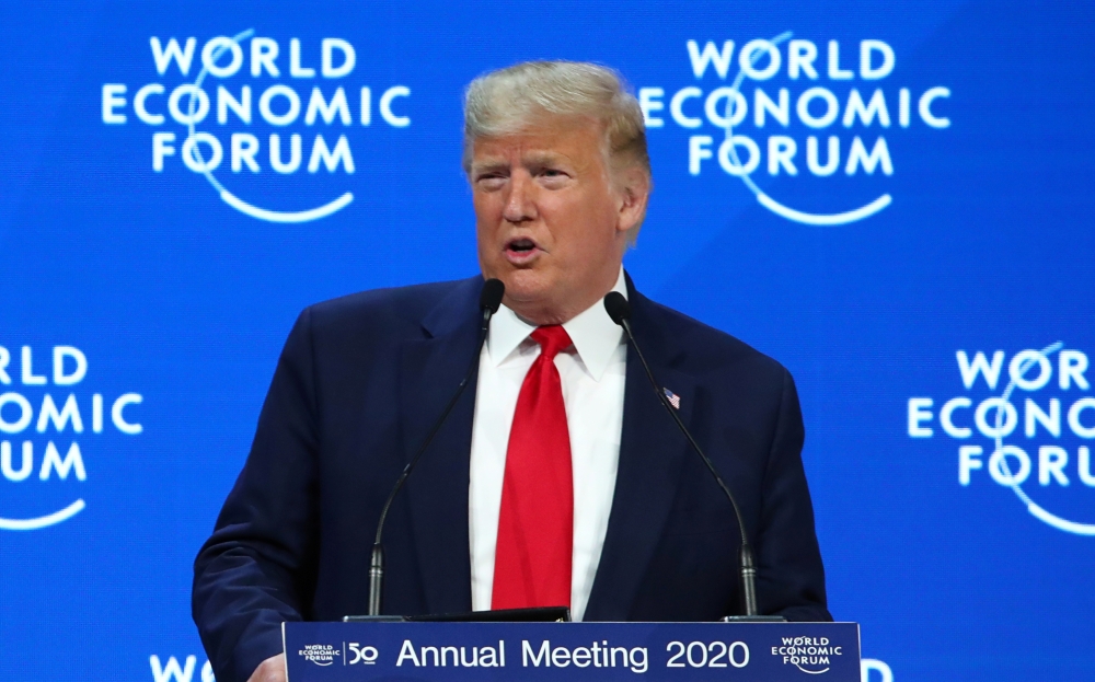 US President Donald Trump delivers a speech during the 50th World Economic Forum (WEF) annual meeting in Davos, Switzerland, January 21, 2020. Reuters/Denis Balibouse