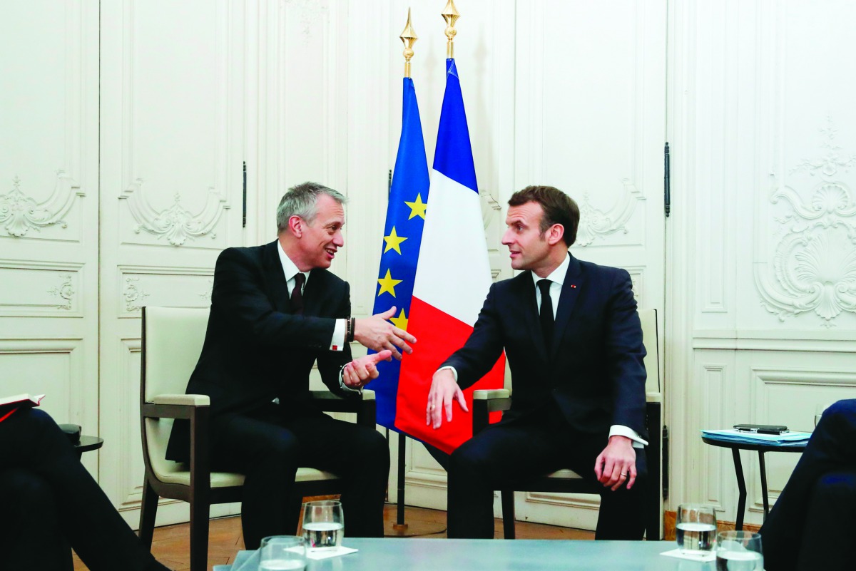 France's President Emmanuel Macron attends a meeting with James Quincey, Chief Executive Officer of The Coca-Cola Company, during the ‘Choose France’ summit at the Chateau de Versailles, outside Paris, on January 20, 2020. AFP pool / Benoit Tessier
