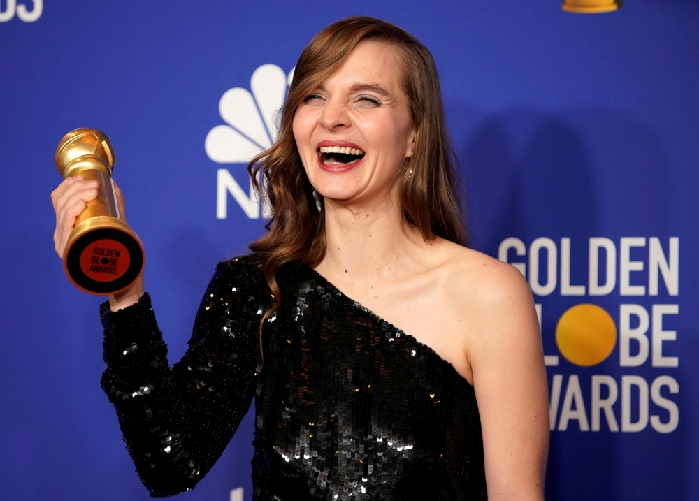 File photo: Hildur Gudnadottir poses backstage with her Best Original Score - Motion Picture award for 