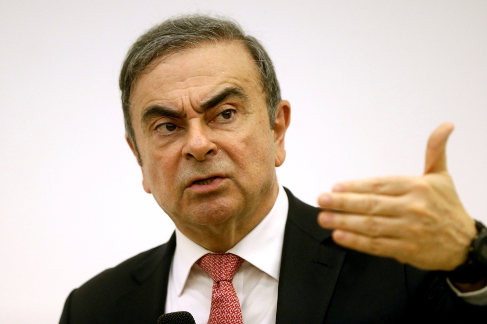 Former Nissan chairman Carlos Ghosn gestures during a news conference at the Lebanese Press Syndicate in Beirut, Lebanon January 8, 2020. (REUTERS/Mohamed Azakir/File Photo)