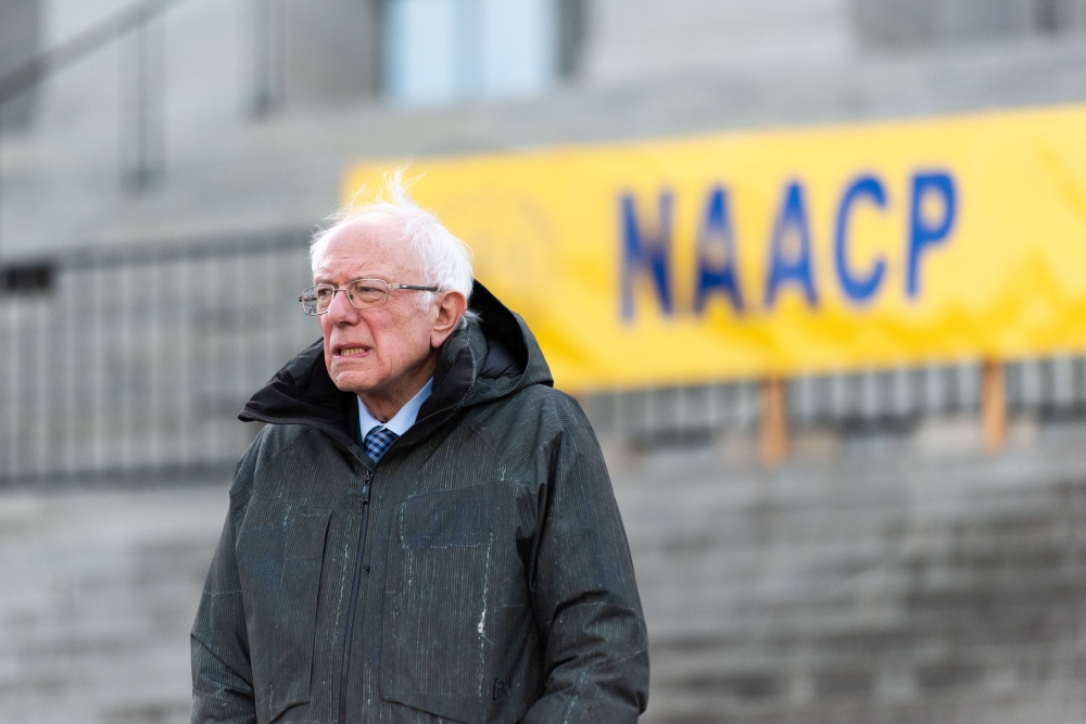 Bernie Sanders looks into the crowd during the King Day at the Dome rally on January 20, 2020 in Columbia, South Carolina. Sean Rayford/Getty Images/AFP