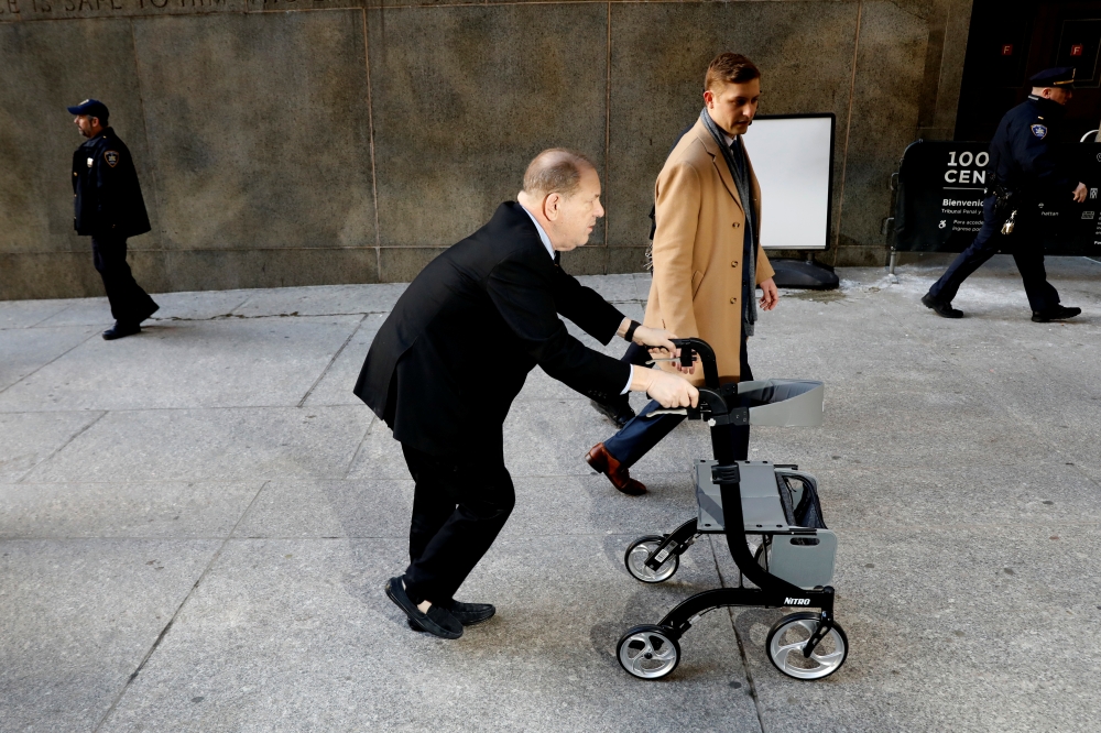 Film producer Harvey Weinstein arrives at New York Criminal Court for his sexual assault trial in the Manhattan borough of New York City, New York, US, January 24, 2020. Reuters/Brendan McDermid