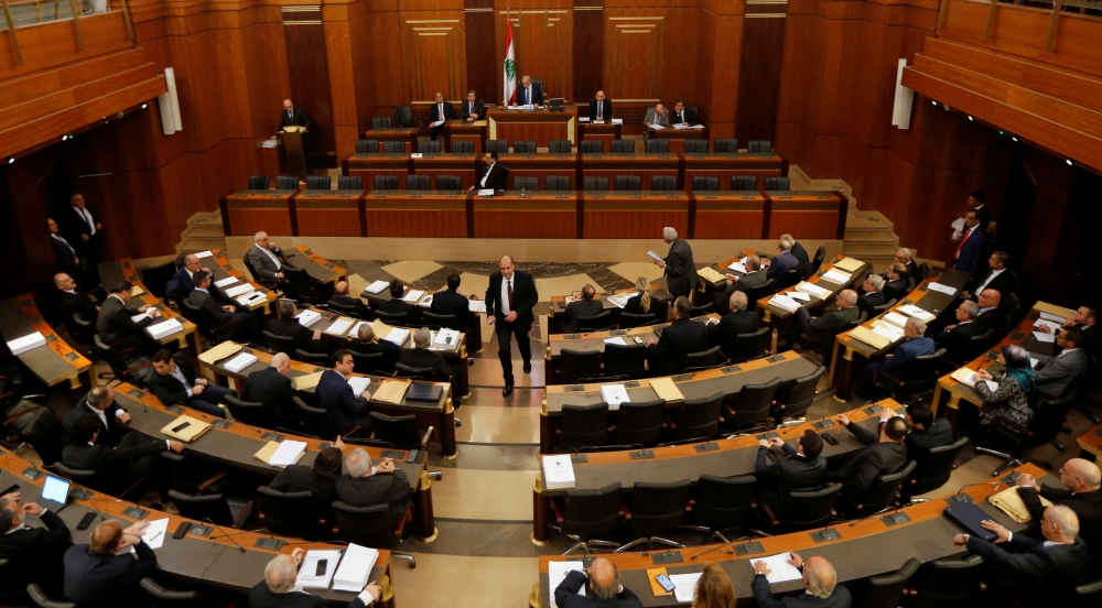 Lebanese members of parliament attend a parliament session in downtown Beirut, Lebanon January 27, 2020. REUTERS/Mohamed Azakir