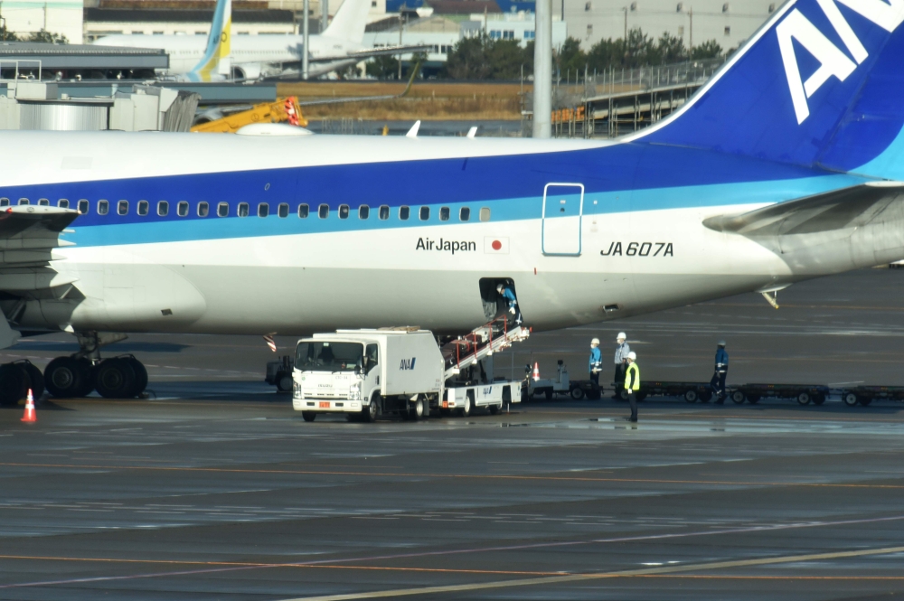 The first charter flight from the Chinese city of Wuhan, which was arranged by Japan's government to evacuate its citizens, lands at Haneda airport in Tokyo on January 29, 2020. A plane carrying Japanese nationals evacuated from Wuhan, the Chinese city at