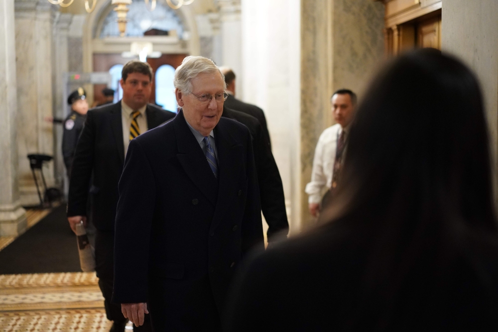 US Senator and Majority Leader Mitch McConnell (R-KY) arrives at the US Capitol in Washington, DC on January 31, 2020 for the impeachment trial proceedings of US President Donald Trump. (AFP / Mandel NGAN)
