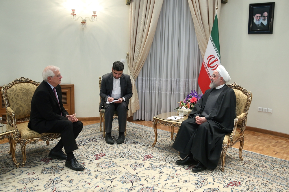 Iranian President Hassan Rouhani meets with High Representative of the EU for Foreign Affairs and Security Policy and Vice-President of European Commission Josep Borrell in Tehran, Iran, February 3, 2020. Official President website/Handout via Reuters