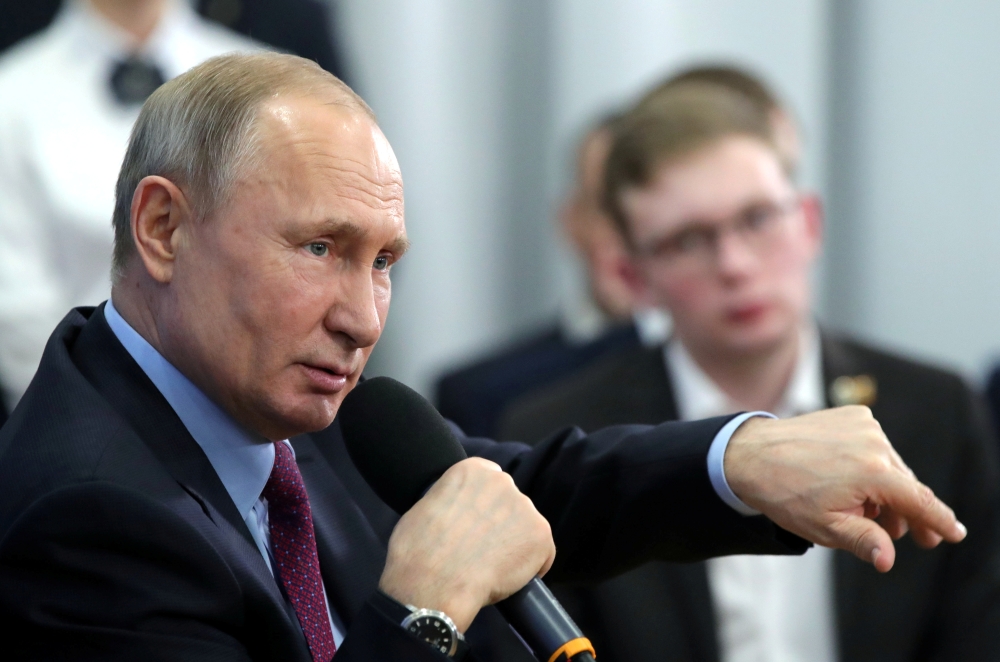 Russian President Vladimir Putin meets with public members in Cherepovets, Russia February 4, 2020. Sputnik/Mikhail Klimentyev/Kremlin 